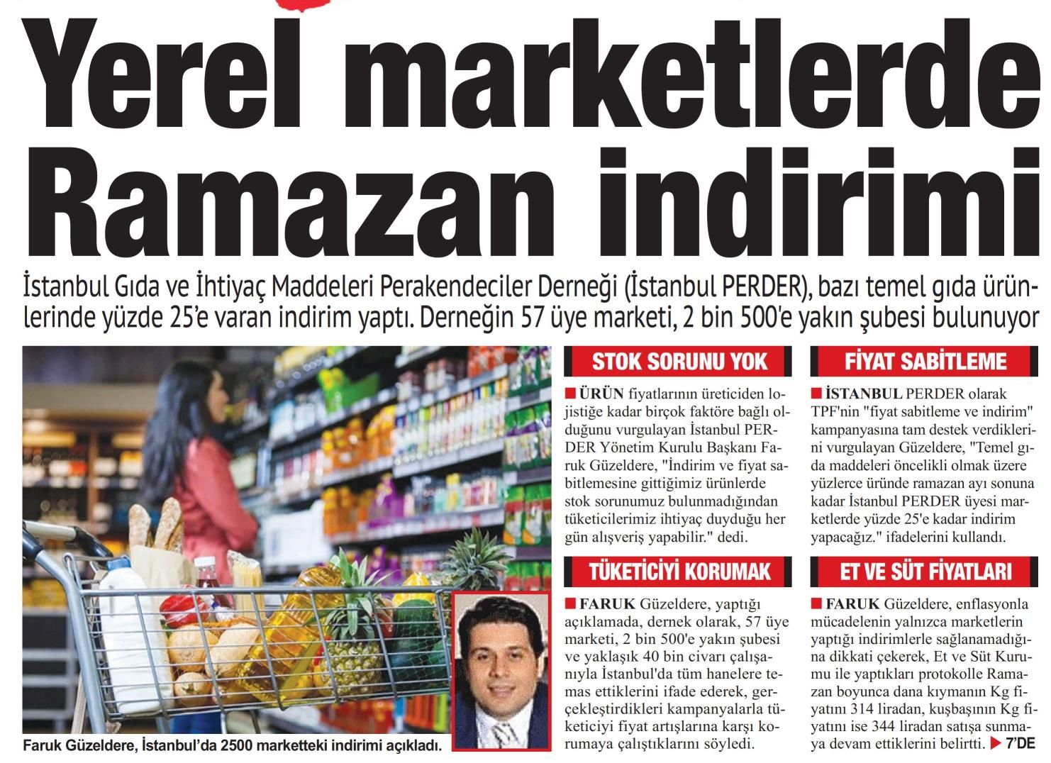 PERDER Üyesi Yerel Marketlerde İndirim